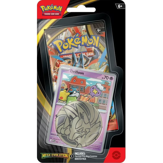 Pokemon Mega Evolution Drifloon Checklane BLISTER Pack (Booster Pack, Promo Card & Large Coin)